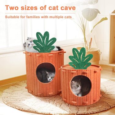 Двоярусна кігтеточка-будиночок для котів з платформою та іграшкою, 60x40x40 см