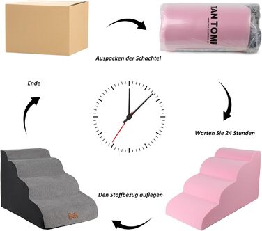 Сходинки для собак Caliyo: 2 сходинки, для маленьких собак та котів, 26 см, знімний чохол та протиковзка підставка, для ліжка, дивану та авто (55×40×26cm), сірі