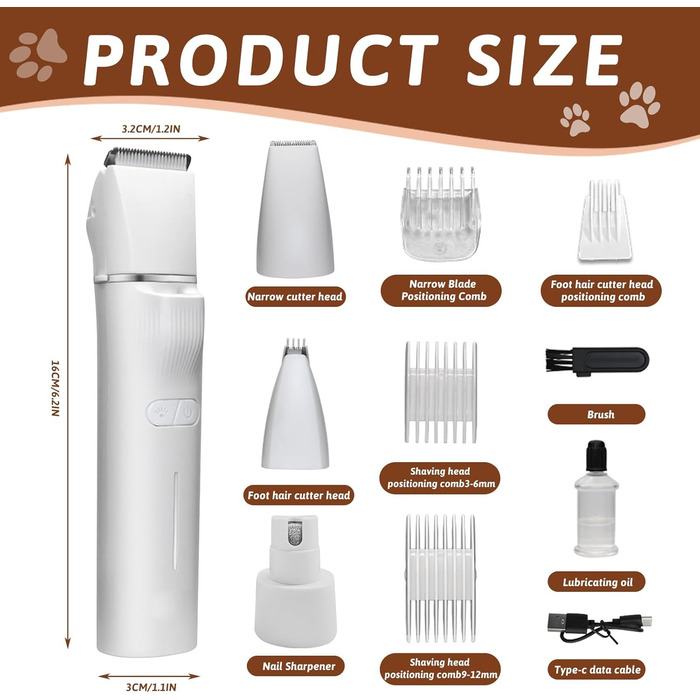 Професійний триммер для собак Paw Trim Pro 5-в-1: стрижка, шліфування кігтів, LED-підсвітка, лазерний цілик