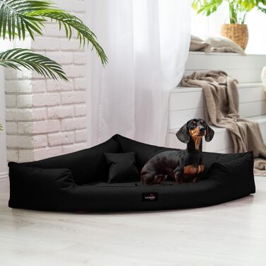 Ортопедичне ліжко для собак Tierlando® Trivia, 80x80 см, чорний колір, з віско-матрацом, міцний поліестер