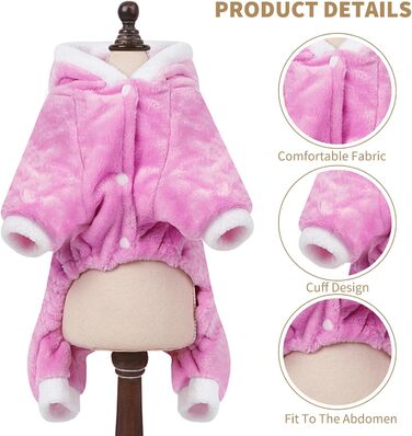 PETCUTE Зимовий теплий одяг для собак, куртка з мультфільмом, піджак для маленьких, середніх та великих собак, пуловер для собак з кнопками, для Лабрадора, Чихуахуа, Французького бульдога (S, Рожевий)