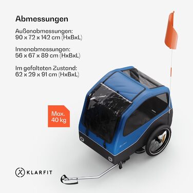 Фургон для собак Klarfit Goldie Home: 334 л, водовідштовхувальний, для перевезення домашніх тварин, 40 кг, складна конструкція, 16