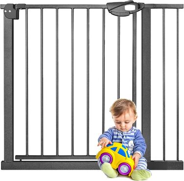 Захист для сходів та дверей: сітка-загородка без свердління, 105-115 см. Ідеально для собак та дітей. Двозамкове закриття, автоматичне закриття, відкривання однією рукою, фіксація 90°, білий колір.