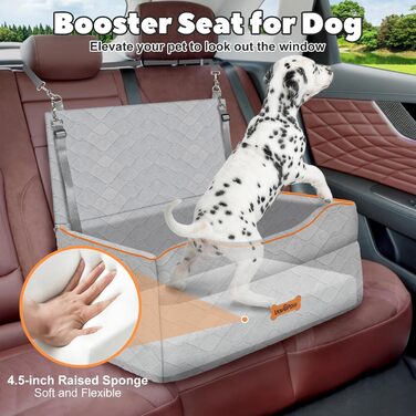 Автокрісло для собак VavoPaw: для собак до 25 кг, з м'яким сидінням та страхувальним ременем, сіре