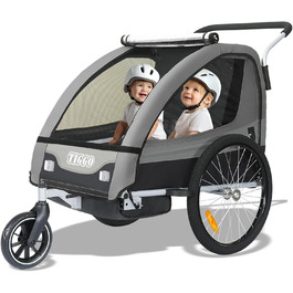 Дитячий причіп Tiggo 2-в-1 для велосипеда: причіп-велосипед, сірий, 50402