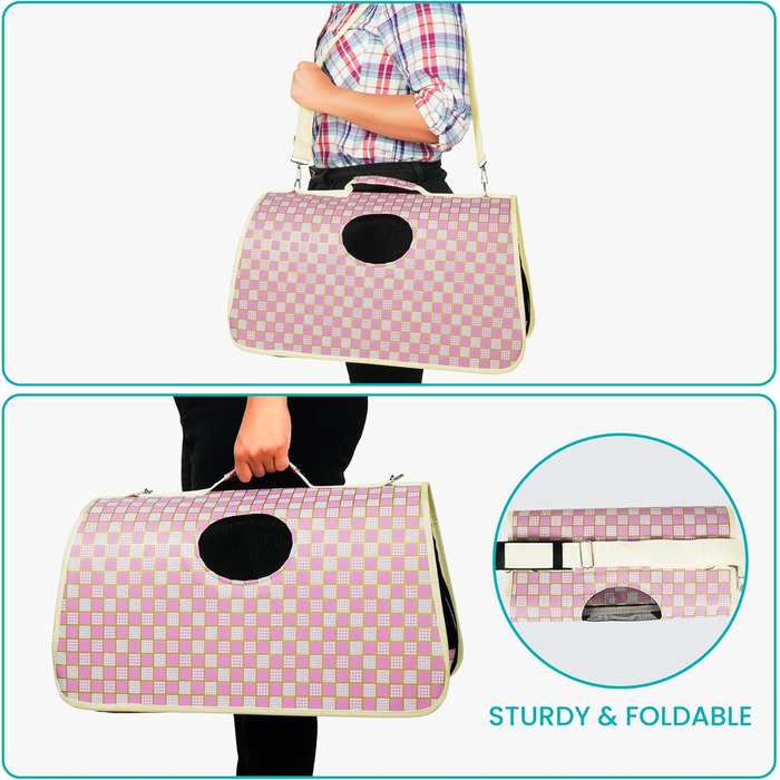 Транспортна сумка для кота та собаки Belle Vous (3 шт., рожева) - схвалена авіакомпаніями, м'яка, складна