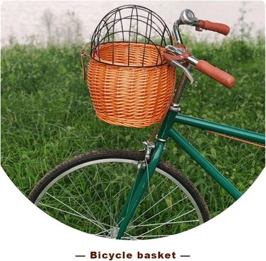 Корзина на кермо велосипеда для собак та котів, ручної роботи, плетіння, з кришкою, велосипедна сумка, аксесуари для велосипеда (A Camel)