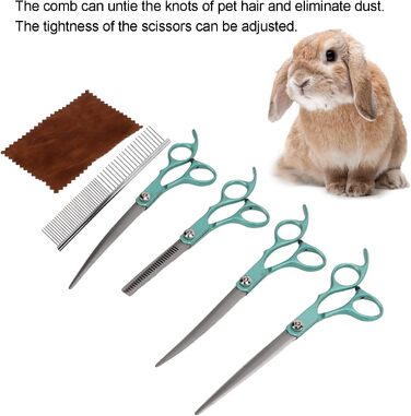 Набір професійних ножиць для грумінгу собак та котів, 17.8 см, зелений