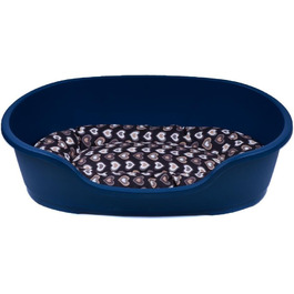 Корзина для собак Adena 71x48 см блакитна з подушкою у вигляді сердечок (81x54x24 см)