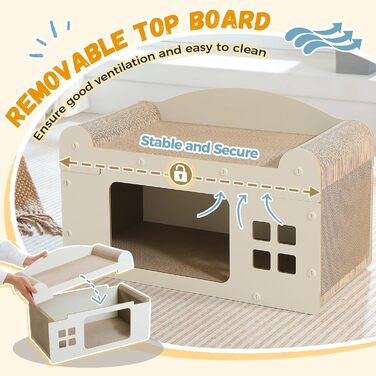 PAWZ Road: іграшка-будиночок для котів з когтеточкою, з картону, 55 x 27,5 x 35 см, білий