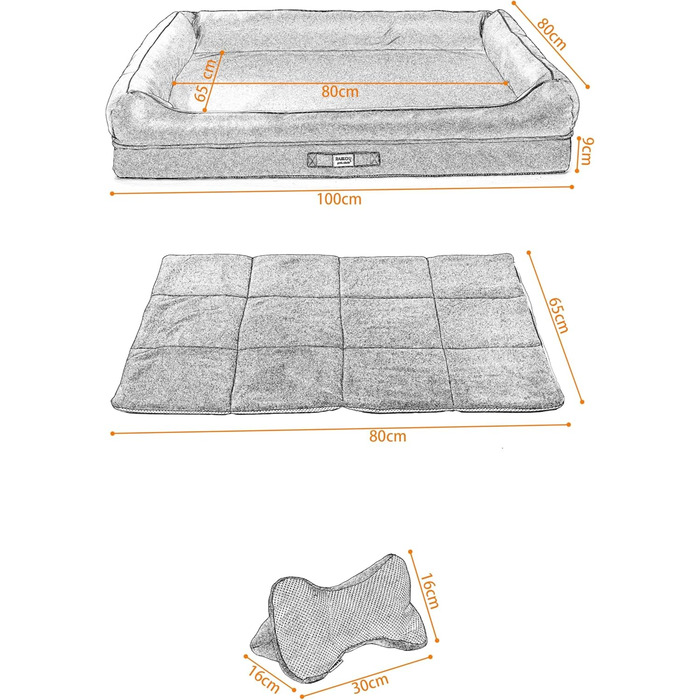 Райкоу - ліжко для собак з знімним подушкою, м'яке та миється - місце для сну, подушка для собак, собаче ліжко, килимок для собак - високоякісне ліжко для тварин для вашого вірного друга. (Блакитний, 100 * 80 * 9 см) 100*80*9 см Блакитний