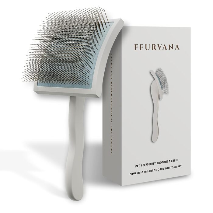 Професійна щітка для грумінгу домашніх тварин Robuste | Для довгошерстих та кучерявих собак та котів (кремово-білий)