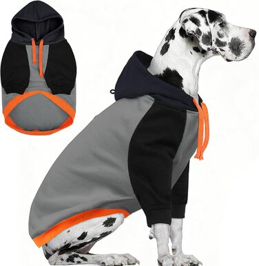 Світшот для собак AOFITEE великого розміру (XX-Large), теплий, з капюшоном, сірий, для осені та зими