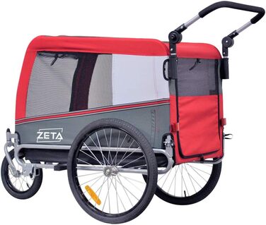 Причіп для собак Papilioshop Zeta – візок для тварин, 3 розміри, для собак, котів та інших домашніх тварин, стабільний, комфортний та практичний (Червоний L)