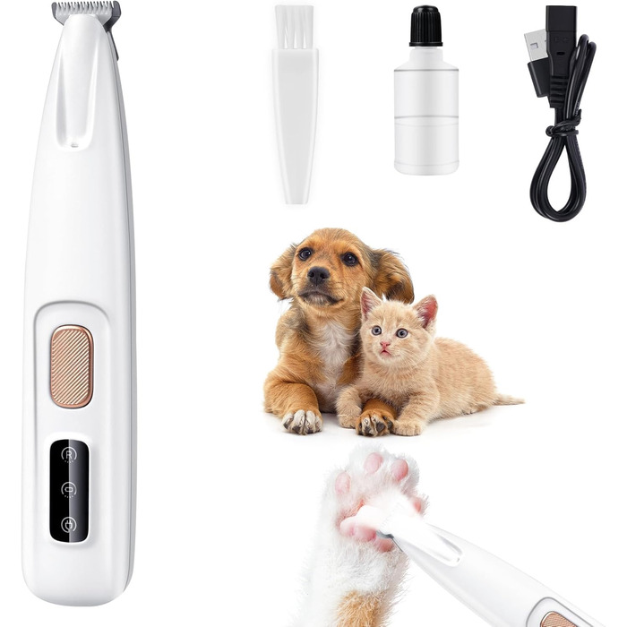 Триммер для собак VSSHE: професійний, безшумний, вологостійкий, з LED-підсвічуванням, акумуляторний, для догляду за лапами, очима, вухами, обличчям та тілом собак та котів