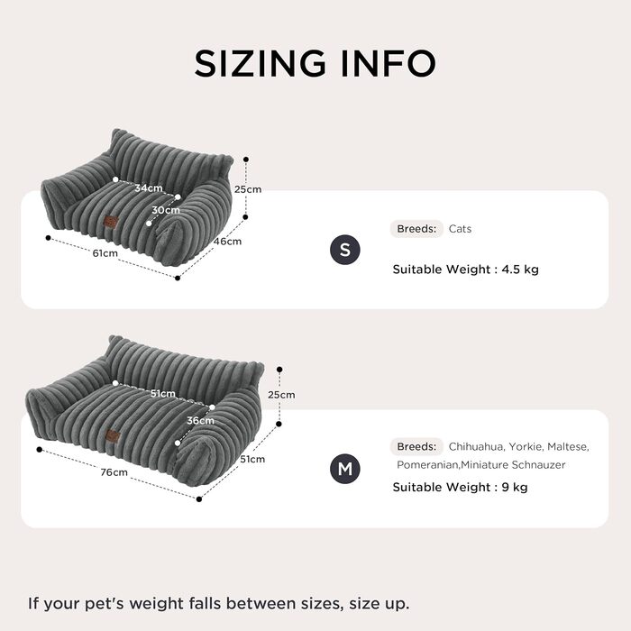 BEDSURE Ортопедичне ліжко для котів та собак великого розміру, 76x51x25 см, сіре, велике, миється, для маленьких собак та котів