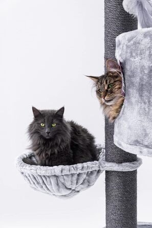 Дряпка для котів Petrebels Charlotte 180 см, преміум-якість, з гамаком, товсті стовпи Ø12 см, сіра