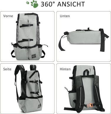 Рюкзак-переноска для собак ALLSOPETS, регульований, сірий шалфей, L