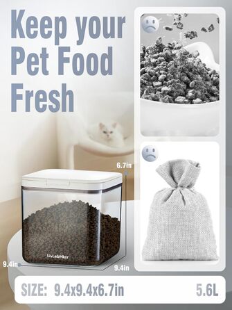 Контейнер для котячого корму LivLab Mker: герметичний, з мірним стаканчиком, 11 л