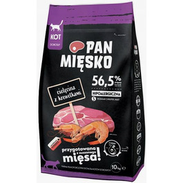 Сухий корм для котів Pan Mięsko з телятиною та креветками, маленькі гранули S, 10 кг
