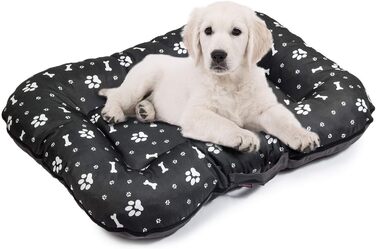 Водонепроникне лежанка для собак, лежанка-матрац з Codura, великі породи, чорний колір з білим візерунком, розмір XL (105 x 85 см)