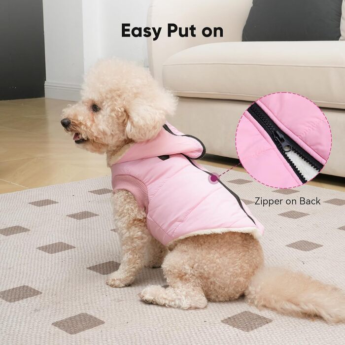Теплий пуловер для собак Vecomfy з інтегрованим шлейкою, рожевий, XS (для маленьких собак та цуценят)
