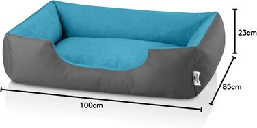 Ліжко для собак BedDog XL - м'яке ліжко-корзина для середніх собак BLUE-ROCK (сірий/блакитний), 100 x 85 x 23 см, знімний чохол