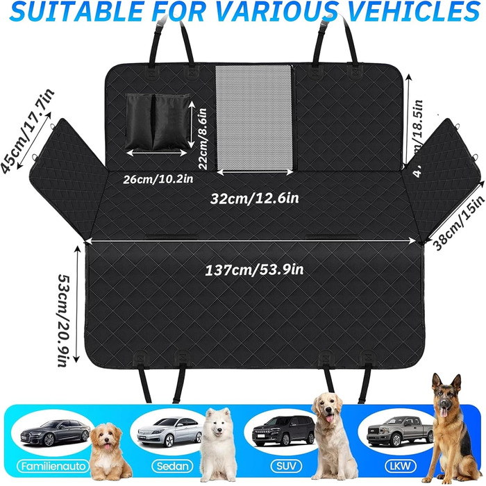 Автодеко для собак на заднє сидіння: захист, водонепроникність, ковзання, 137x147 см