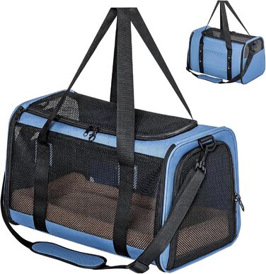Переносна переноска для котів та маленьких собак Petsfit, блакитна, 48 x 30.5 x 30.5 см