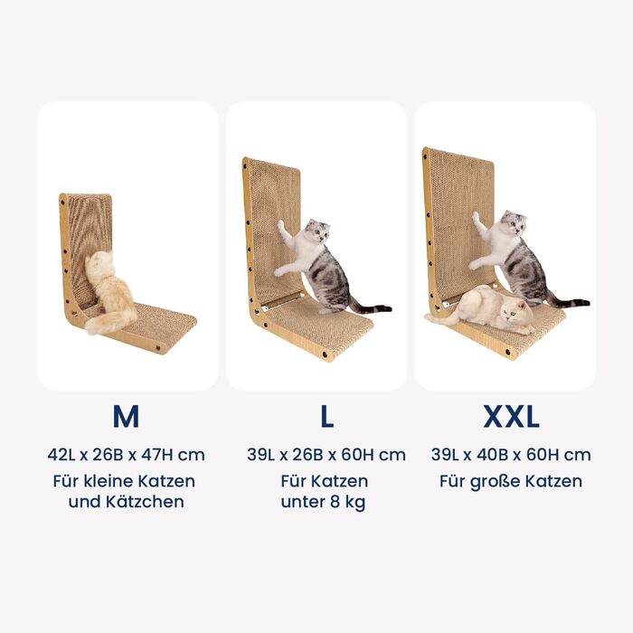 Heikoeco Кігтеточка для котів XXL, картонна, L-подібна, 40 см, з м’ячиком, настінна, стійка іграшка для кота