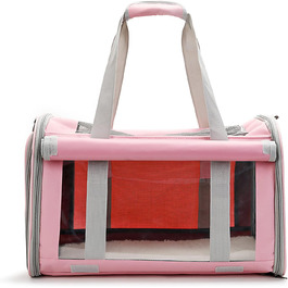 PETCUTE Транспортна переноска для собак та котів, складана, рожева. З внутрішнім ременем безпеки, схвалена авіакомпаніями, дихаюча, для подорожей та походів