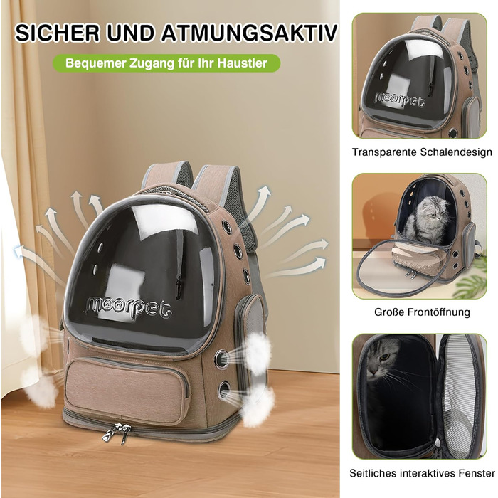 Рюкзак-переноска для котів та собак ALLSOPETS Bubble Carrier, до 7.5 кг, Khaki