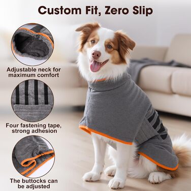 Рушник для собак та котів з мікрофібри, сірий, середній/великий розмір, швидко сохне, супер вбираючий