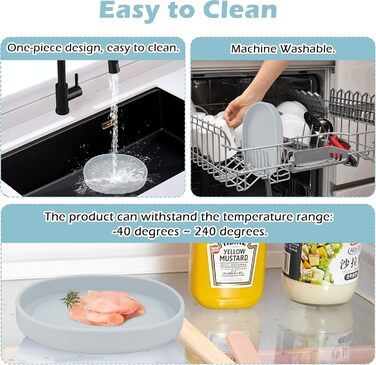 Набори мисок для котів та собак Bebeibon: силіконові, неслизькі, 330 мл, сірі (2 шт.)