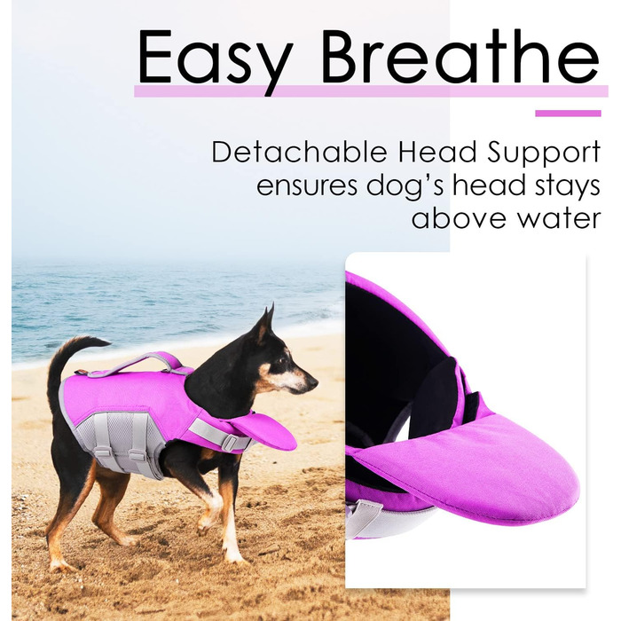 ThinkPet рятувальний жилет для собак, регульований, світловідбиваючий, з підйомною силою (фіолетовий, M)