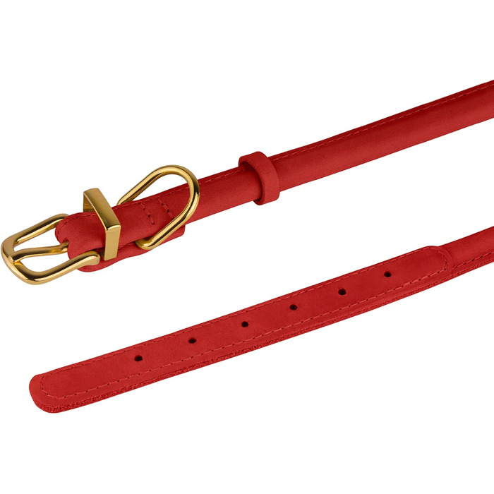 Нашийник для собак Bronzodog з м'якої шкіри з QR-ідентифікатором, регульований, 40-48 см, класичний червоний колір