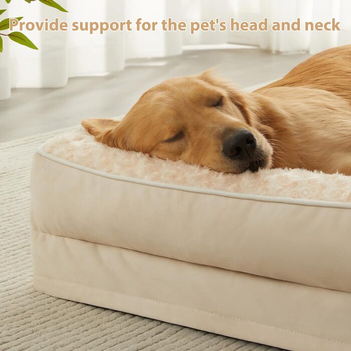 Ортопедичні лежанки для собак великих порід від BFPETHOME, водонепроникні, знімний та пральний чохол, великі лежанки для собак з водонепроникним дном та антиковзною основою, темно-зелені (54.0'L x 36.0'W x 7.5'Th, бежеві)