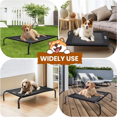 Зручне лежанка для собак Nobleza Hundeliege Outdoor, великий розмір, для вулиці та кемпінгу, з піднятим бортиком, чорний, 105x80x20 см (124x90x20 см)