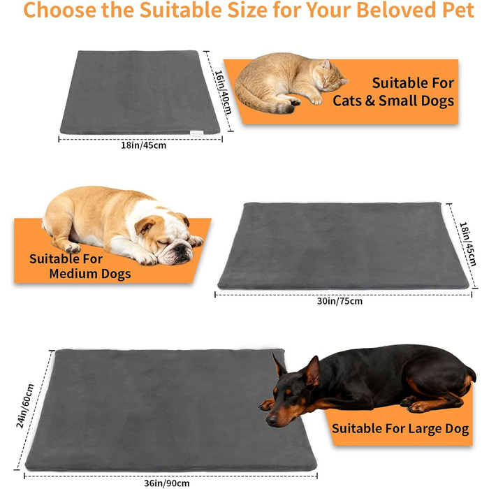 Електричний нагрівальний килимок BECEMURU для котів та собак 45x40 см з регулюванням температури та таймером