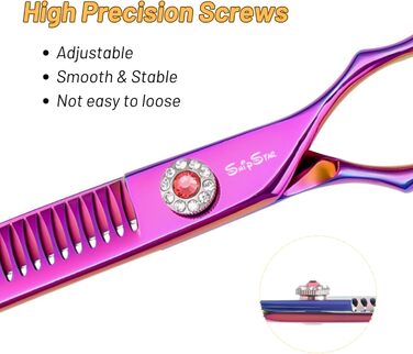 Професійна вигнута ножиця для грумінгу домашніх тварин 7.5 дюймів (25 градусів) з 35 зубцями, фіолетового кольору, преміум-якість