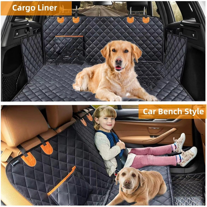 Захисний чохол на сидіння автомобіля для собак, універсальний, водовідштовхувальний, з кріпленнями для ременів безпеки, чорний, для позашляховиків, авто, вантажівок, гамак для собак