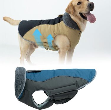 Водонепроникний зимовий одяг для собак - тепла куртка з бавовняним захистом для живота, для малих, середніх та великих собак (Морський, M)