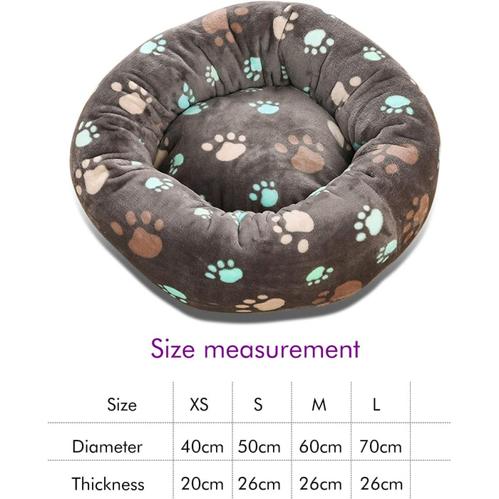 Кругла лежанка для собак PETCUTE: м'яка, зручна, для маленьких, середніх та великих собак, чорна, XS (40 см), миється