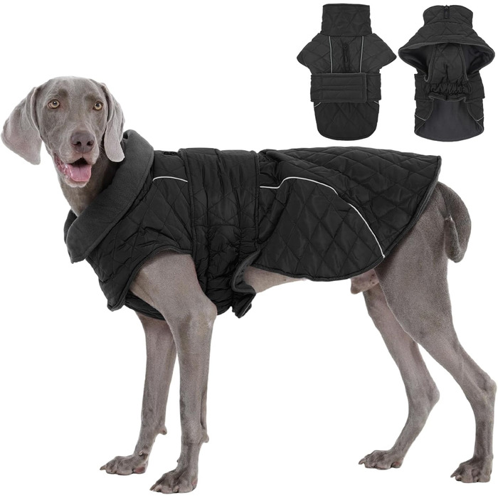 Водонепроникний зимовий одяг для собак Kuoser, теплий зимовий пуховик для великих собак, з флісовою підкладкою, на блискавці, 2XL, темно-сірий