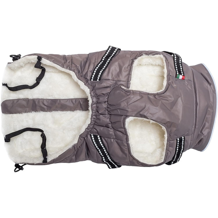 Зимова куртка для собак CHIARA Nick з шлейкою CHJ-2331DB-3 XL - тепла, водонепроникна, вітронепроникна, поліестер, індивідуальна посадка, темно-сіра (M, Сірий)