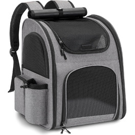 Рюкзак для тварин до 10 кг з сіткою, дихаючий, з лінійкою безпеки та килимком - сірий
