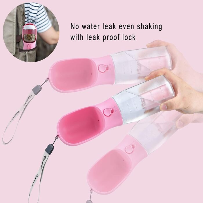 Водяна пляшка для собак Cibaabo з контейнером для корму та тримачем для відходів, 590 мл, портативний диспенсер для домашніх тварин, з витокозахисним замком, фільтром з активованого вугілля для пиття, годування, подорожей, прогулянок та походів