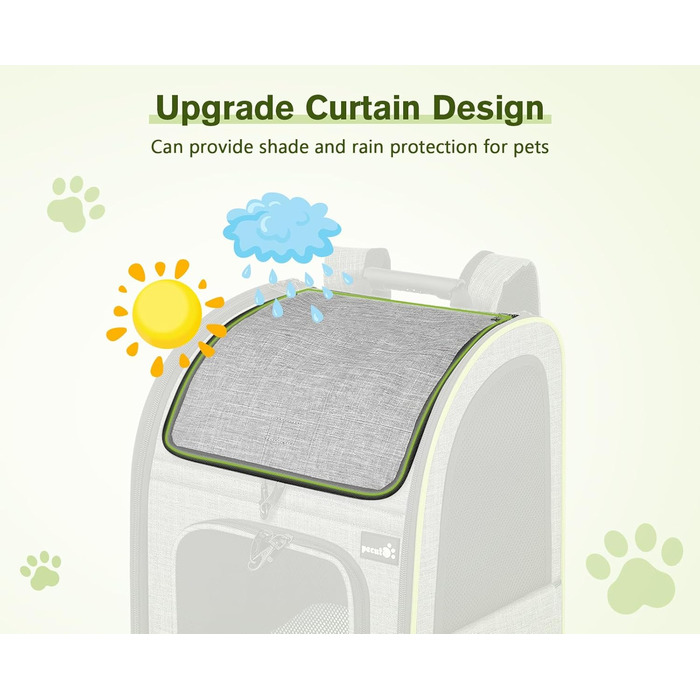 ПЕКЮТ Рюкзак для тварин з сіткою, розширюваний, для котів та собак, з віконцем-шторкою, дихаючий, водонепроникний, для подорожей, сірий L