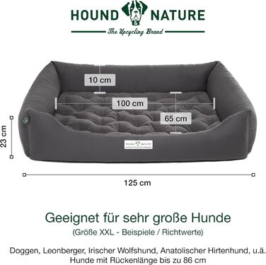 Ортопедичне еко-лежак для собак XXL HOUND & NATURE Zürich, сірий, 125x95 см, знімний чохол, флісовий, двосторонній, для великих собак