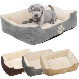 Крісло-ліжко для собак та котів, 60x50 см, бежеве - м'яке, з бортиком